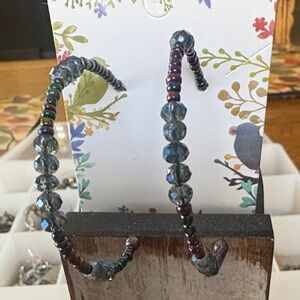 Source Unknown Multicolor Beaded Hoop Earrings